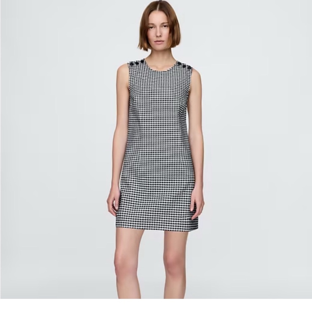 Sleeveless Black and White Gingham Mini Dress